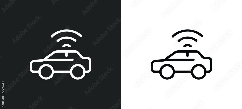 Aufkleber autonomous car icon isolated in white and black colors. autonomous car outline vector icon from smar
