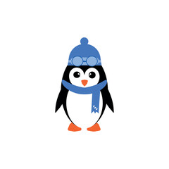  Penguin icon, flat design, cartoon illustration.  Vector illustration penguin in trendy flat style