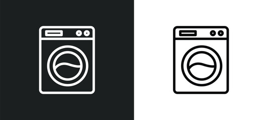 washer hine icon isolated in white and black colors. washer hine outline vector icon from smart home collection for web, mobile apps and ui.