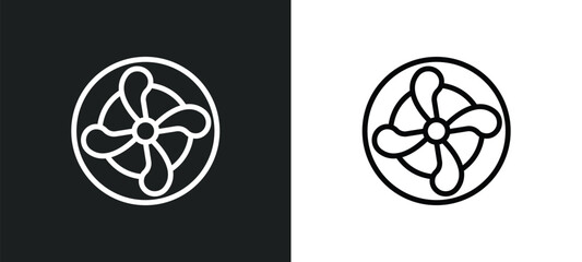 fan icon isolated in white and black colors. fan outline vector icon from smart house collection for web, mobile apps and ui.