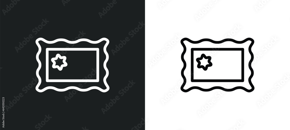Poster post stamp icon isolated in white and black colors. post stamp outline vector icon from social colle