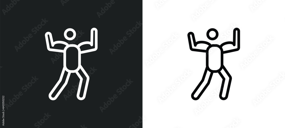 Poster bodybuilding icon isolated in white and black colors. bodybuilding outline vector icon from sport co