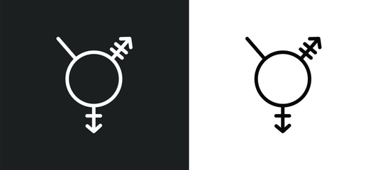 transgender icon isolated in white and black colors. transgender outline vector icon from social collection for web, mobile apps and ui.