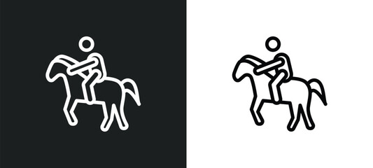 equestrianism icon isolated in white and black colors. equestrianism outline vector icon from sport collection for web, mobile apps and ui.