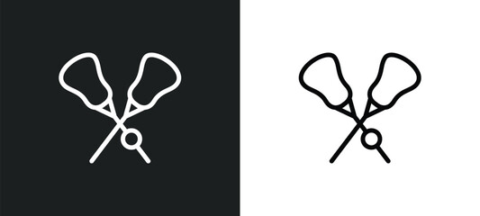 lacrosse icon isolated in white and black colors. lacrosse outline vector icon from sport collection for web, mobile apps and ui.