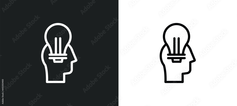 Poster startup head icon isolated in white and black colors. startup head outline vector icon from startup 