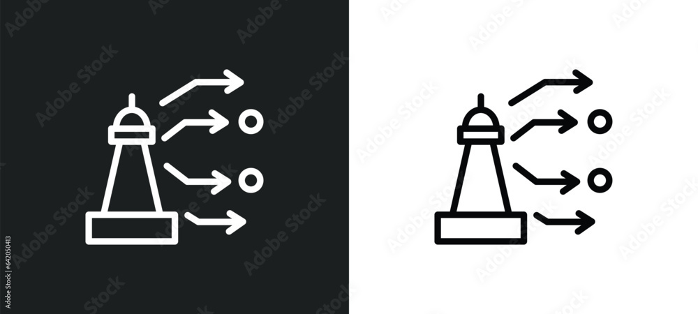 Poster strategy choice icon isolated in white and black colors. strategy choice outline vector icon from st