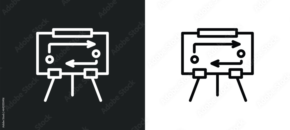 Poster strategical planning icon isolated in white and black colors. strategical planning outline vector ic