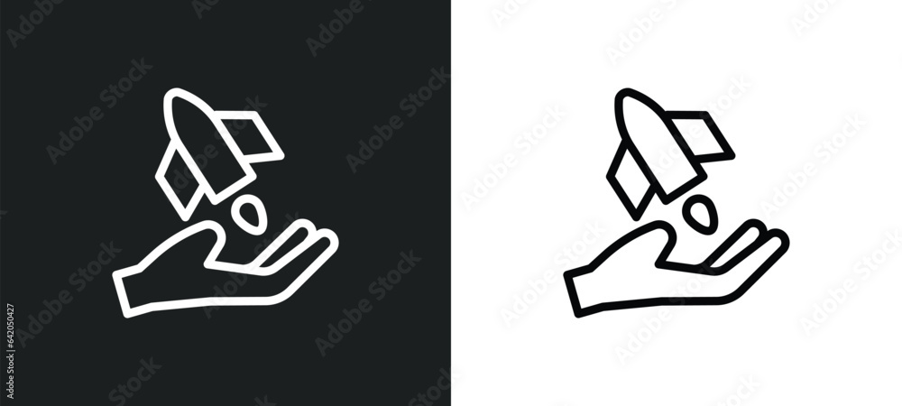 Poster care icon isolated in white and black colors. care outline vector icon from startup collection for w