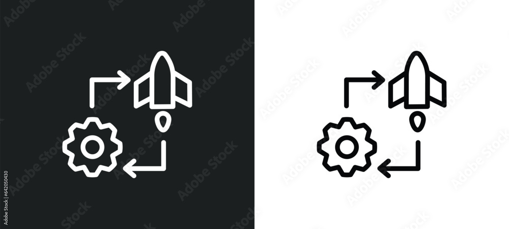 Poster management icon isolated in white and black colors. management outline vector icon from startup coll