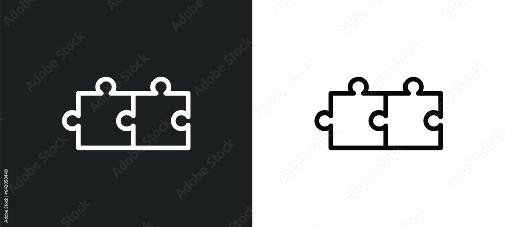 Poster jigsaw icon isolated in white and black colors. jigsaw outline vector icon from startup collection f