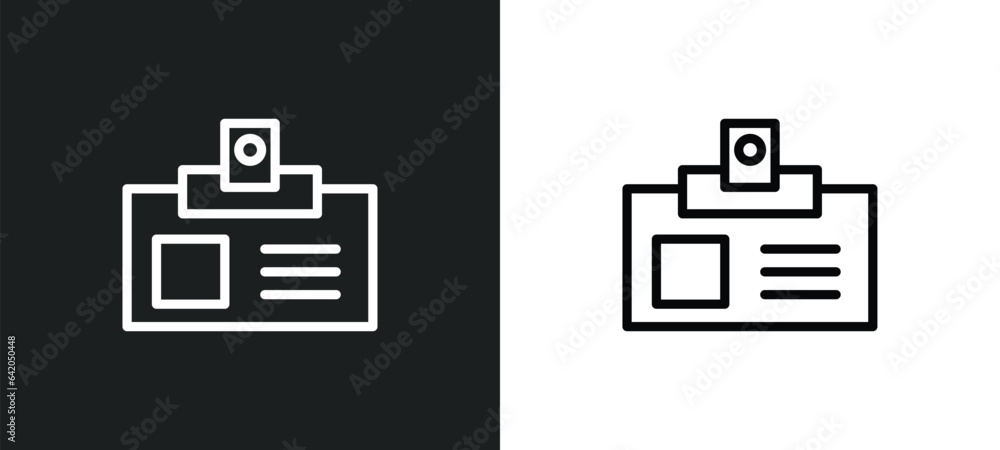 Poster identity icon isolated in white and black colors. identity outline vector icon from startup collecti