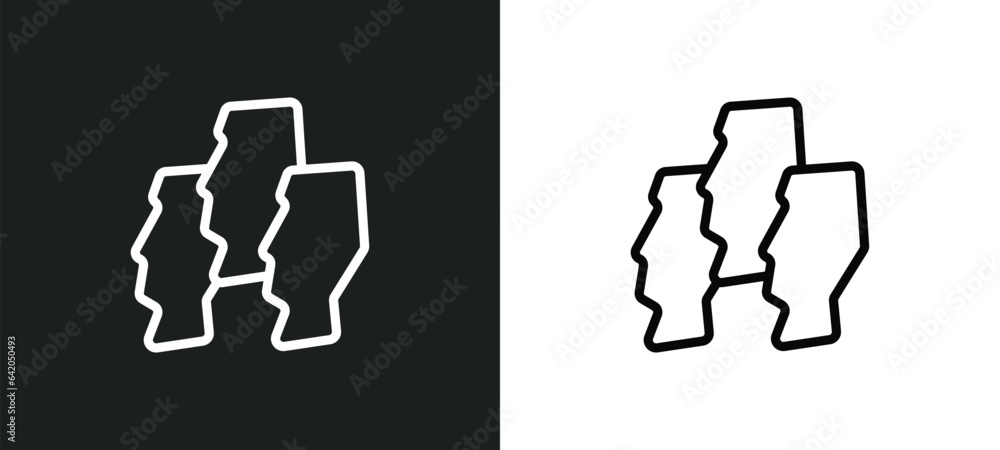Poster moai icon isolated in white and black colors. moai outline vector icon from stone age collection for