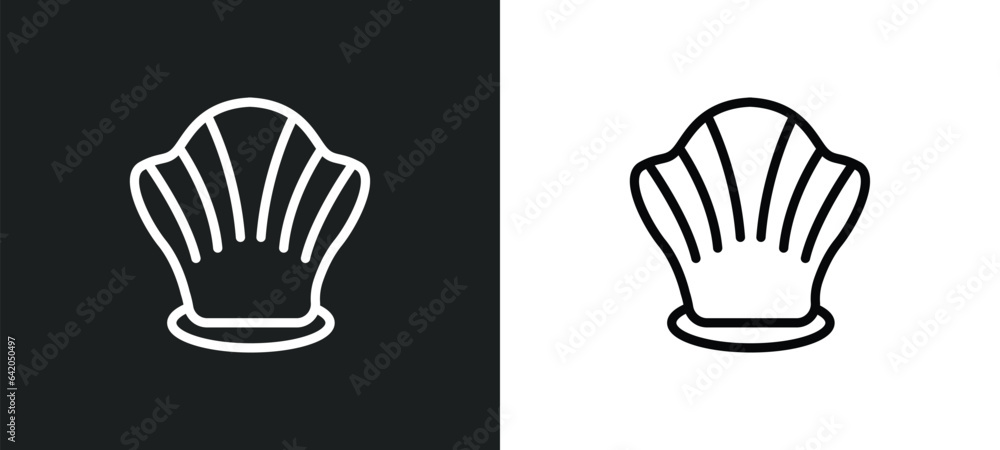 Poster shellfish icon isolated in white and black colors. shellfish outline vector icon from stone age coll