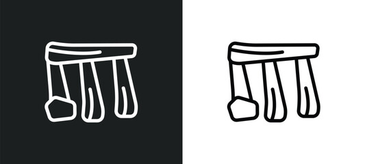 dolmen icon isolated in white and black colors. dolmen outline vector icon from stone age collection for web, mobile apps and ui.