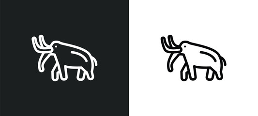 mammoth icon isolated in white and black colors. mammoth outline vector icon from stone age collection for web, mobile apps and ui.