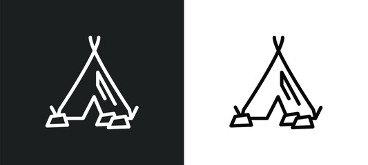 tipi icon isolated in white and black colors. tipi outline vector icon from stone age collection for web, mobile apps and ui.