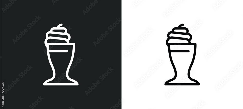 Aufkleber milkshake icon isolated in white and black colors. milkshake outline vector icon from summer collect