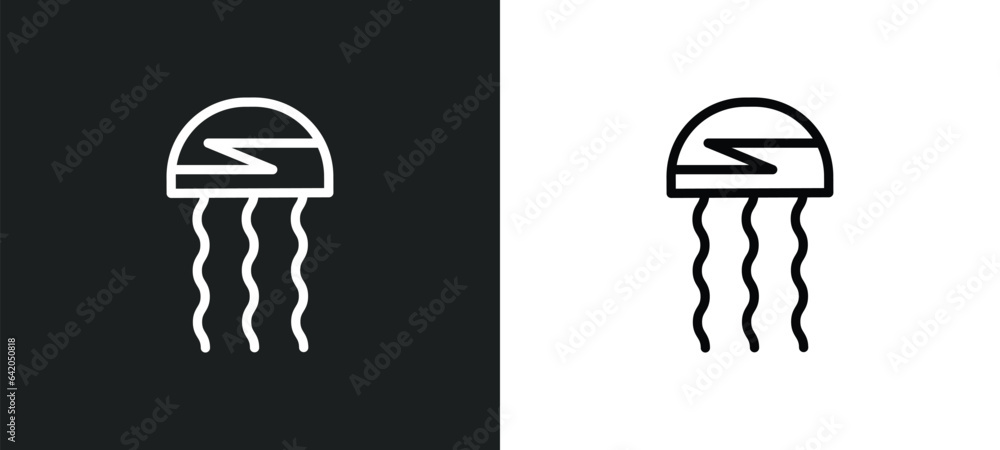 Poster jellyfish icon isolated in white and black colors. jellyfish outline vector icon from summer collect