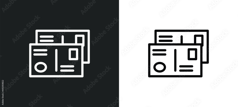 Poster postcard icon isolated in white and black colors. postcard outline vector icon from summer collectio