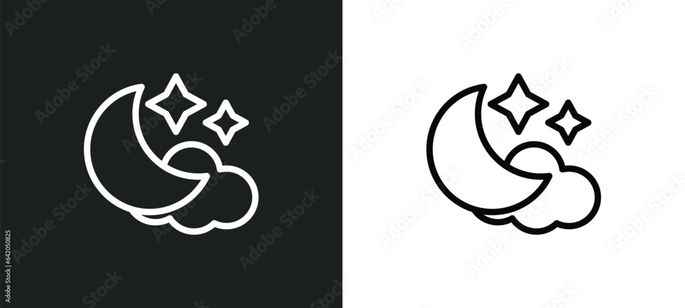 Poster moon icon isolated in white and black colors. moon outline vector icon from summer collection for we