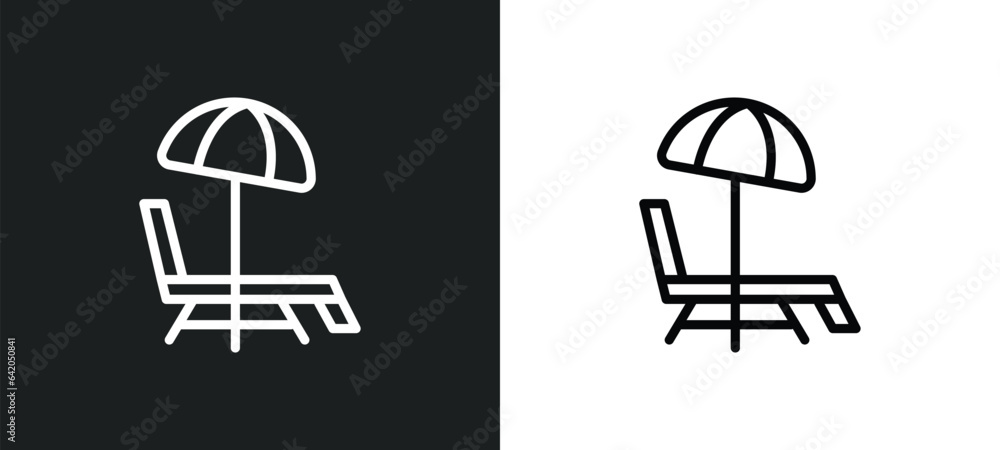 Poster sunbed icon isolated in white and black colors. sunbed outline vector icon from summer collection fo