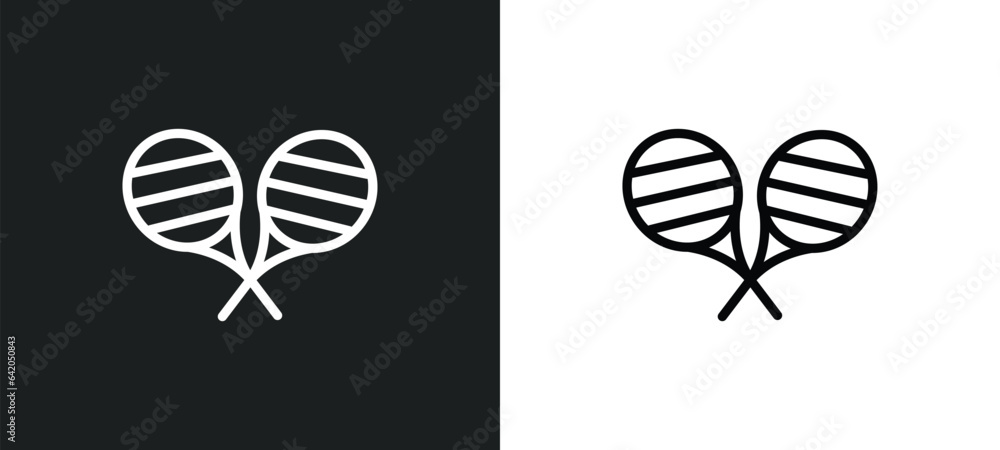 Poster rackets icon isolated in white and black colors. rackets outline vector icon from summer collection 