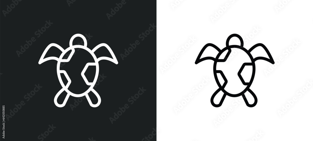 Poster sea turtle icon isolated in white and black colors. sea turtle outline vector icon from summer colle