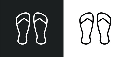 pair of flip flops icon isolated in white and black colors. pair of flip flops outline vector icon from summer collection for web, mobile apps and ui.