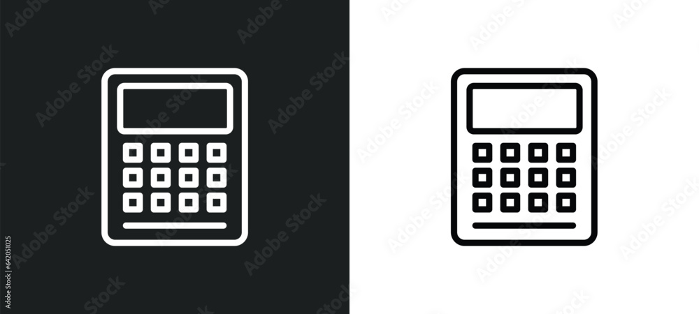 Poster calculations icon isolated in white and black colors. calculations outline vector icon from technolo