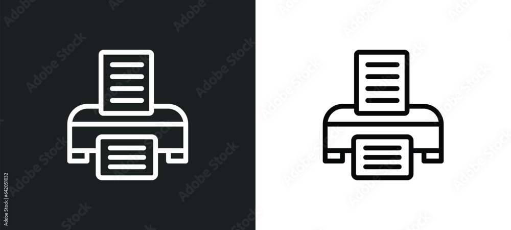 Poster paper printer icon isolated in white and black colors. paper printer outline vector icon from techno