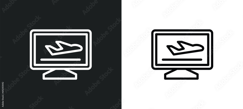Poster touristic icon isolated in white and black colors. touristic outline vector icon from technology col