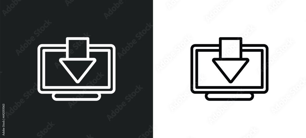 Aufkleber receive icon isolated in white and black colors. receive outline vector icon from technology collect