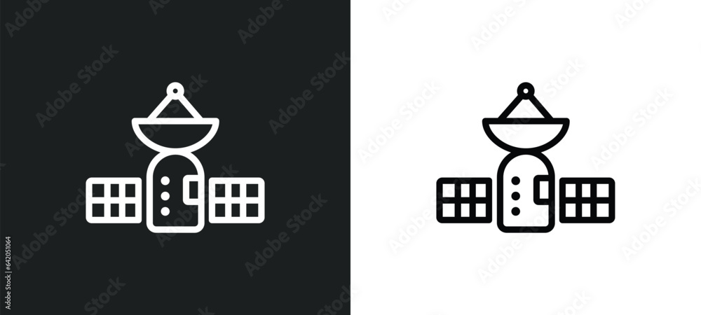 Poster satellite connection icon isolated in white and black colors. satellite connection outline vector ic