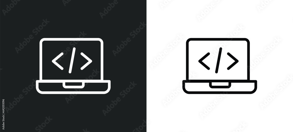 Poster back end icon isolated in white and black colors. back end outline vector icon from technology colle