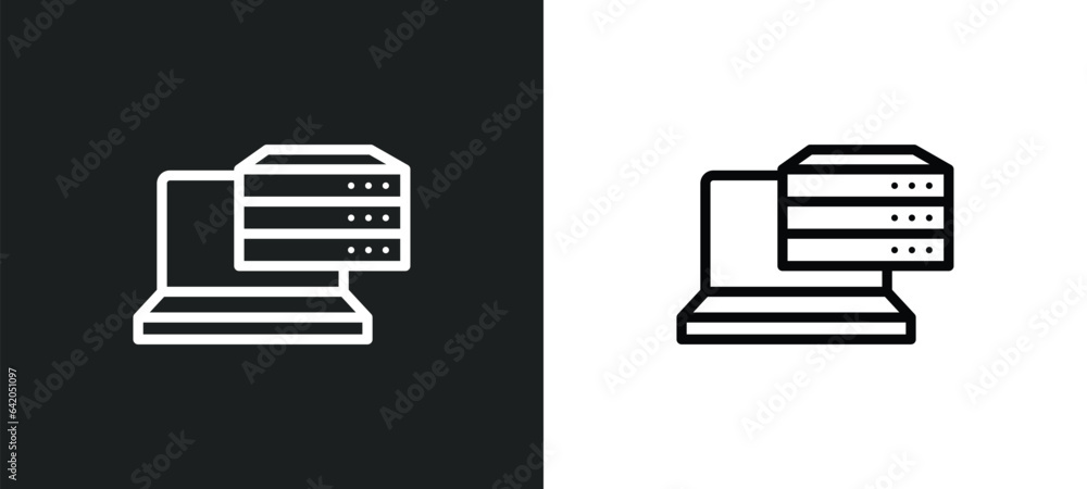 Poster caching icon isolated in white and black colors. caching outline vector icon from technology collect