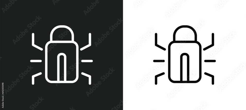 Aufkleber bugs icon isolated in white and black colors. bugs outline vector icon from technology collection fo