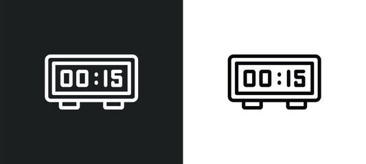 digital number 15 icon isolated in white and black colors. digital number 15 outline vector icon from technology collection for web, mobile apps and ui.