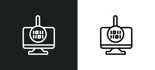 binary processed mobile analysis icon isolated in white and black colors. binary processed mobile analysis outline vector icon from technology collection for web, mobile apps and ui.