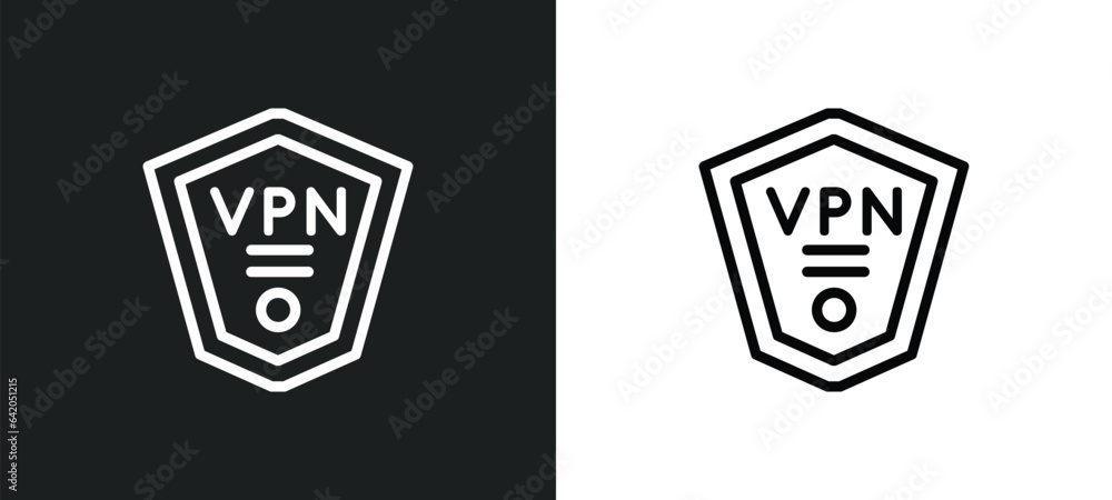 Poster vpn icon isolated in white and black colors. vpn outline vector icon from technology collection for 