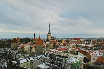 Naklejka na ściany i meble High view of the old town of Tallinn, Estonia