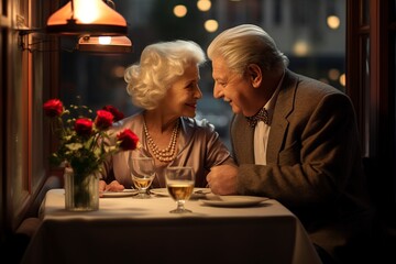 couple having romantic date in a restaurant