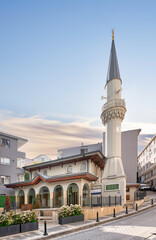 Fototapeta na wymiar Mustafa Kavsar Baba Mosque, located at the intersection of Kartal Baba Street and Cavusdere Street, Uskudar district, built by Kavsarazade Mustafa Dede, Istanbul, Turkey