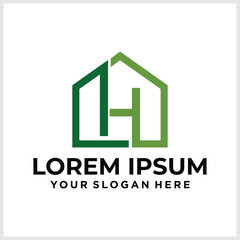Real estate letter H logo in a house home shape icon design template element