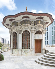 Courtyard of Nusretiye imperial Ottoman Mosque, located in Tophane district of Beyoglu, Istanbul, Turkey