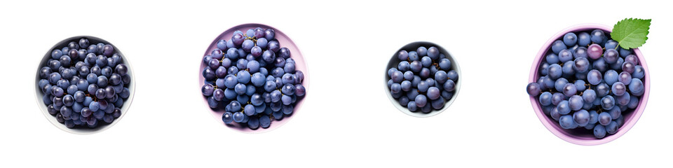 Isolated transparent background with grapes in a bowl