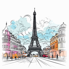 A Sketch Of The Eiffel Tower At Paris