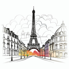 France Postcard Paris Eiffel Tower — Drawing