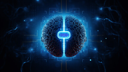brain circuit board with binary code
