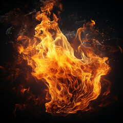 Fototapeta na wymiar Fire flames on a black background, ai technology